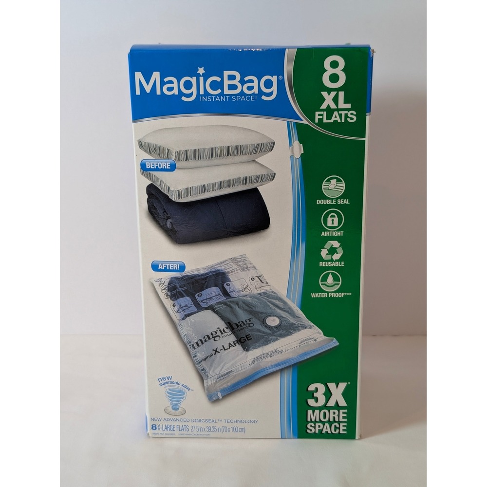 MagicBag Instant Space 8 Pack XL Flats Vacuum Storage Bags 3X More Space